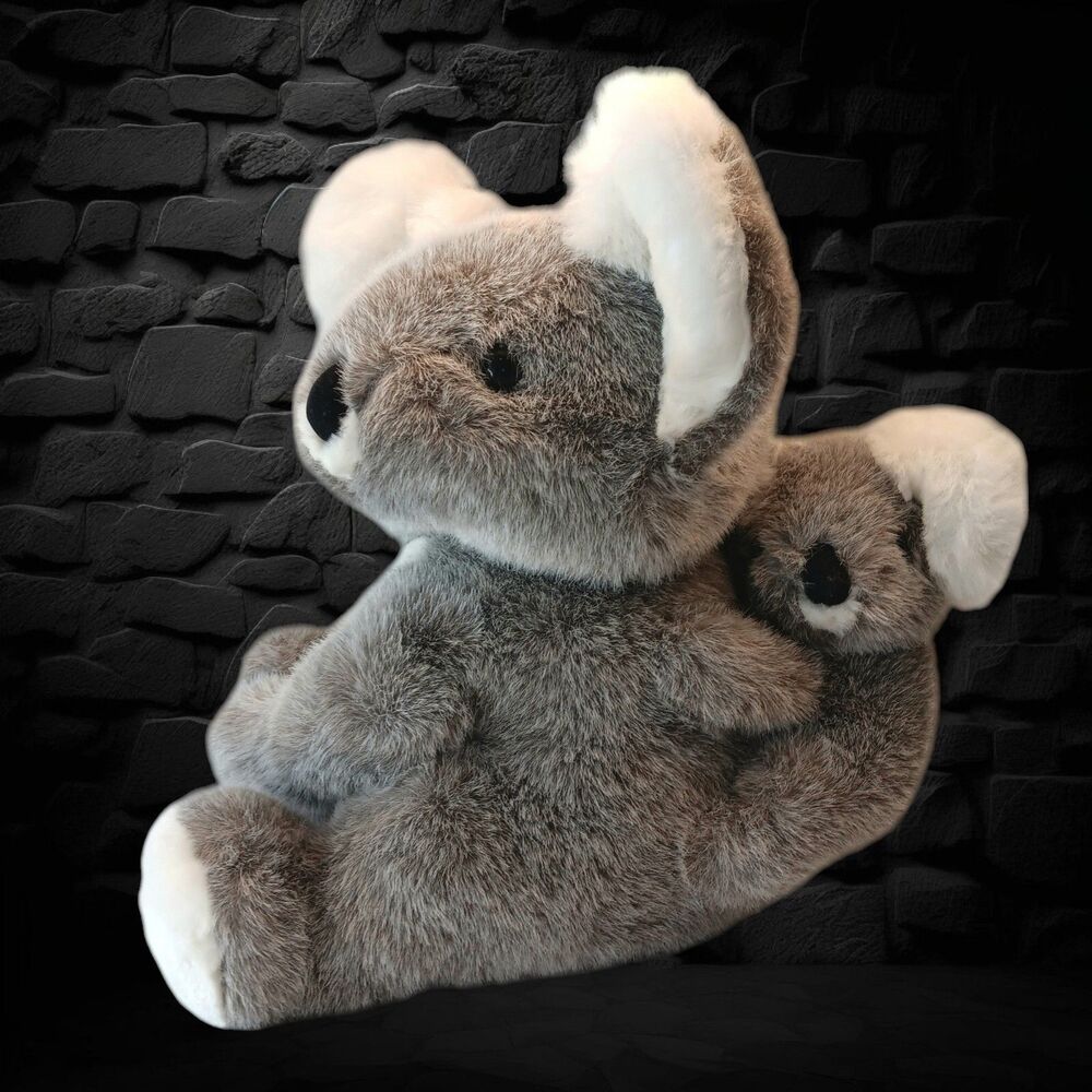Rare Vtg Large Gerber Precious Plush Koala Bear w/ Cub, 15" Tall x 14" Length